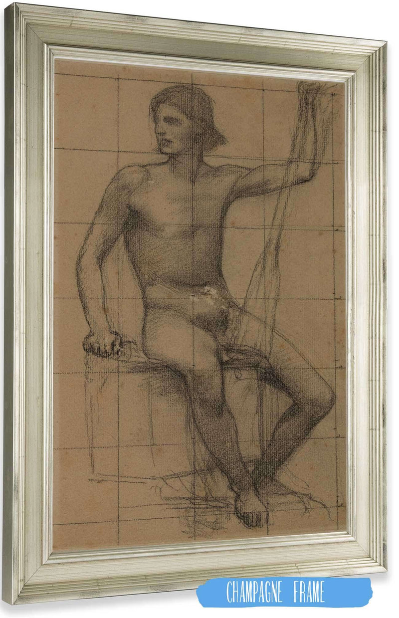 Homme Assis De Face Tenant Un Aviron Entre Ses Jambes by Pierre Puvis De Chavannes Posters, Prints, & Visual Artwork