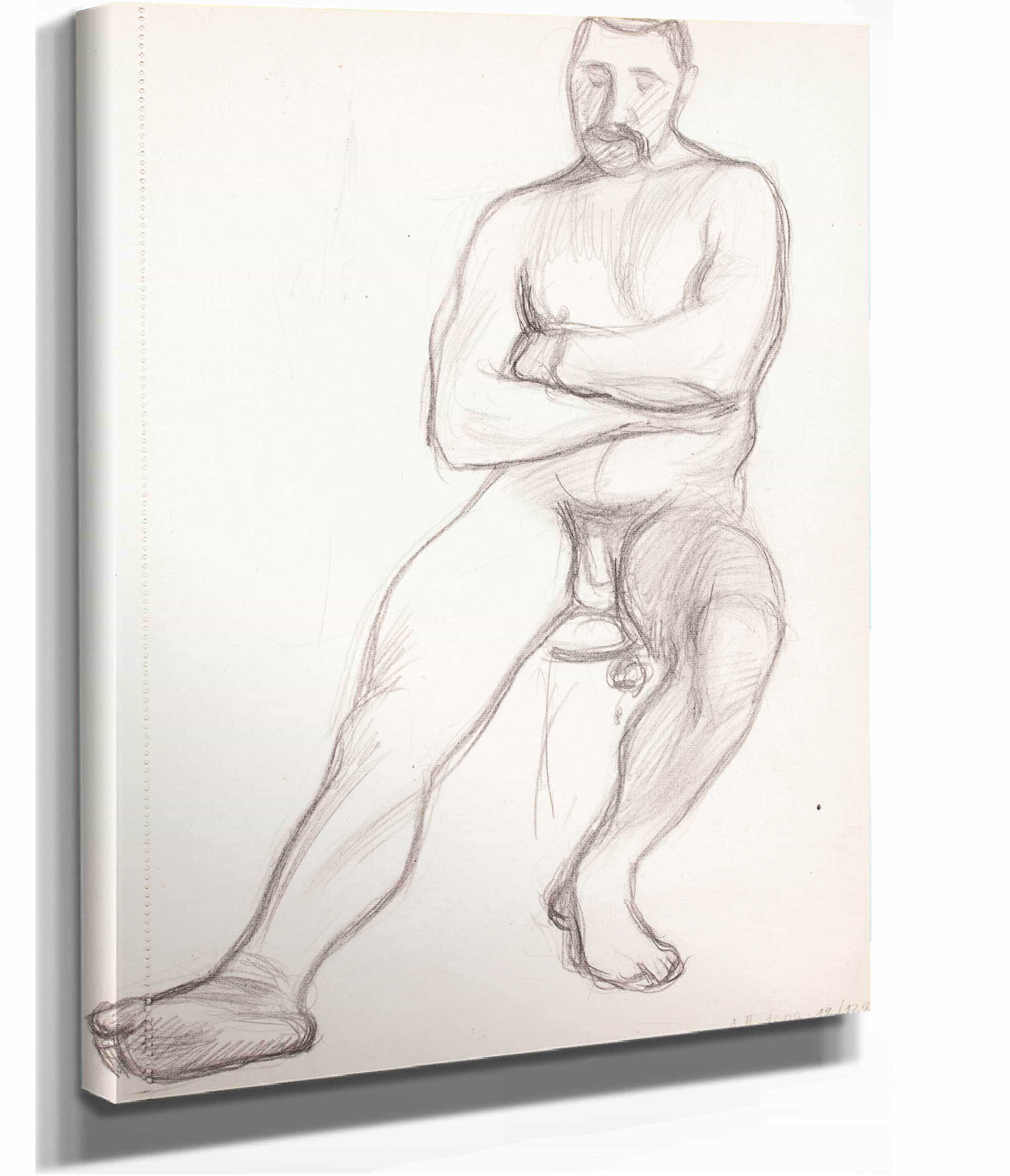Istuva Alaston Mies Luonnos by Magnus Enckell Posters, Prints, & Visual Artwork