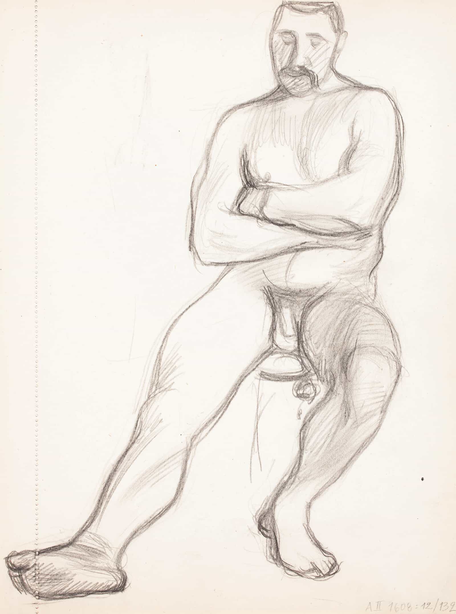 Istuva Alaston Mies Luonnos by Magnus Enckell Posters, Prints, & Visual Artwork