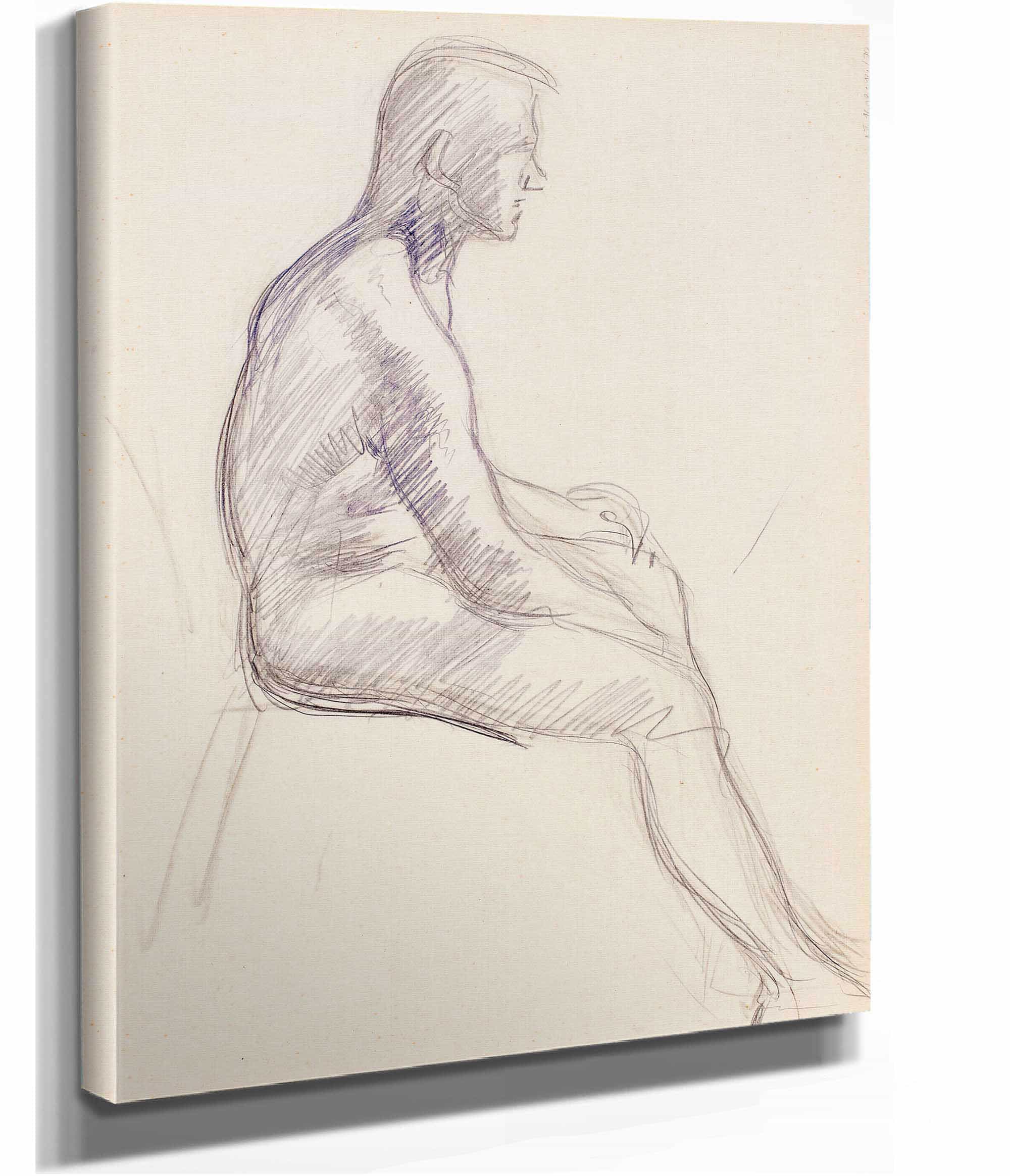Istuva Alaston Mies Luonnos by Magnus Enckell Posters, Prints, & Visual Artwork