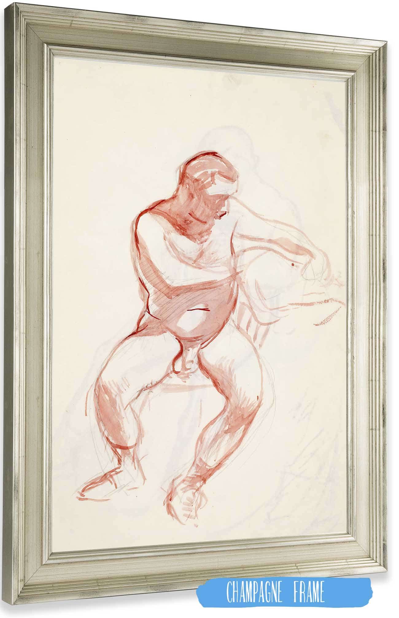 Istuva Alaston Mies Luonnos by Magnus Enckell Posters, Prints, & Visual Artwork