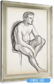Istuva Alaston Mies Luonnos by Magnus Enckell Posters, Prints, & Visual Artwork