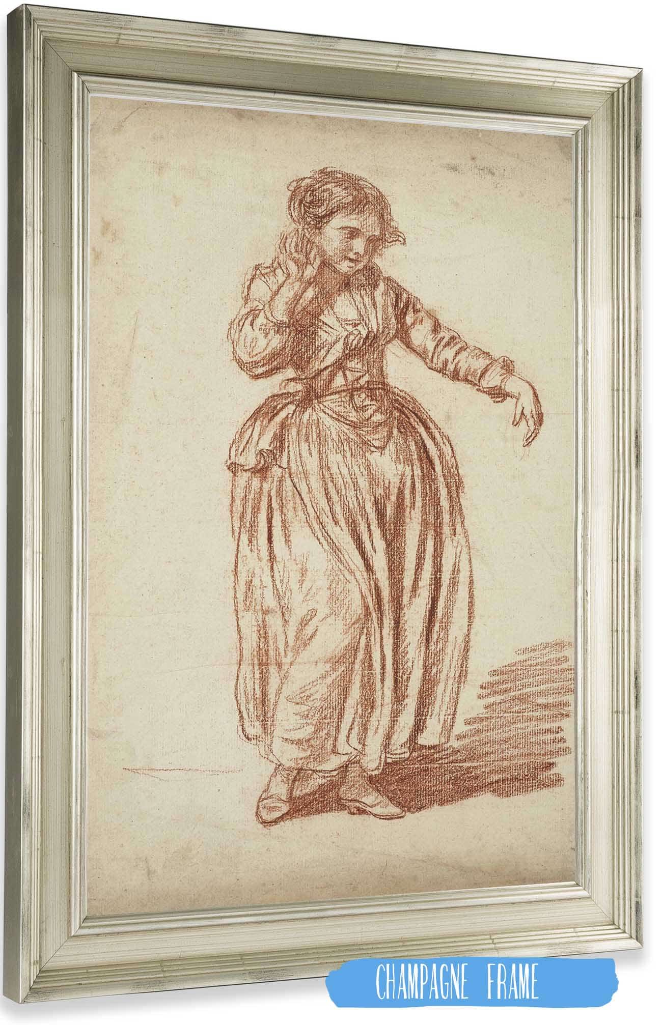 Jeune Fille Debout La Main Droite Sur Loreille by Jean Baptiste Greuze Posters, Prints, & Visual Artwork