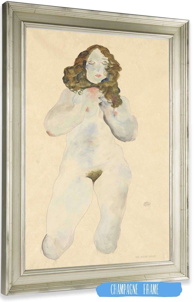 Kniender Weiblicher Akt by Egon Schiele Posters, Prints, & Visual Artwork