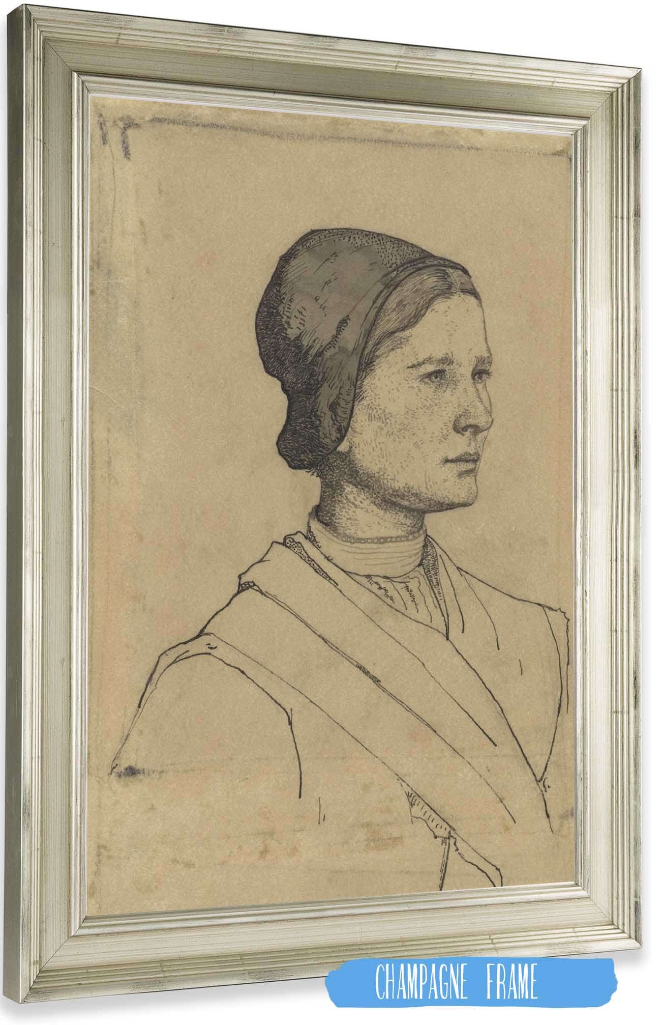 Kop Van Een Vrouw Met Kapje  by Richard Nicolaus Roland Holst Posters, Prints, & Visual Artwork