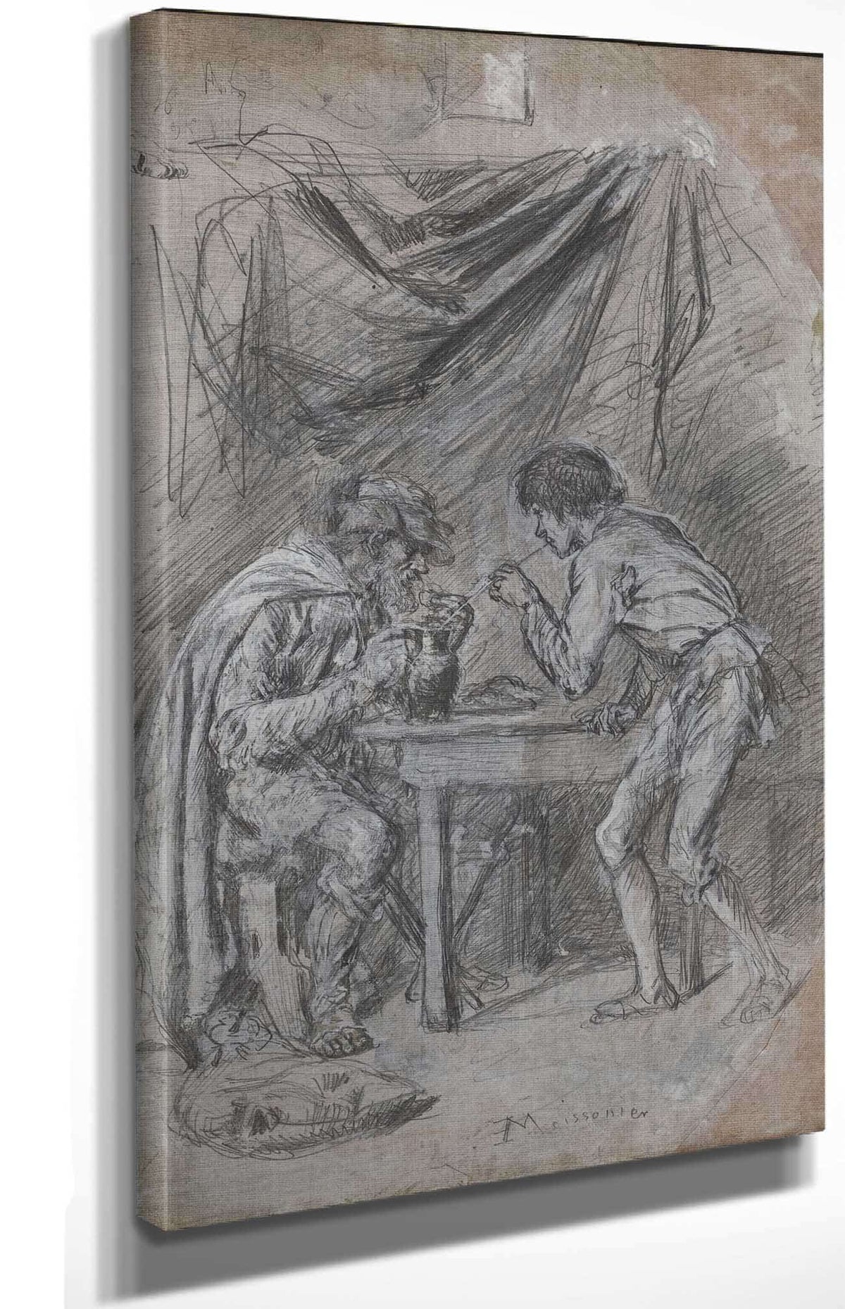 Lazarille De Tormes Stealing Drink From A Blind Man Probably C by Ernest Meissonier Posters, Prints, & Visual Artwork