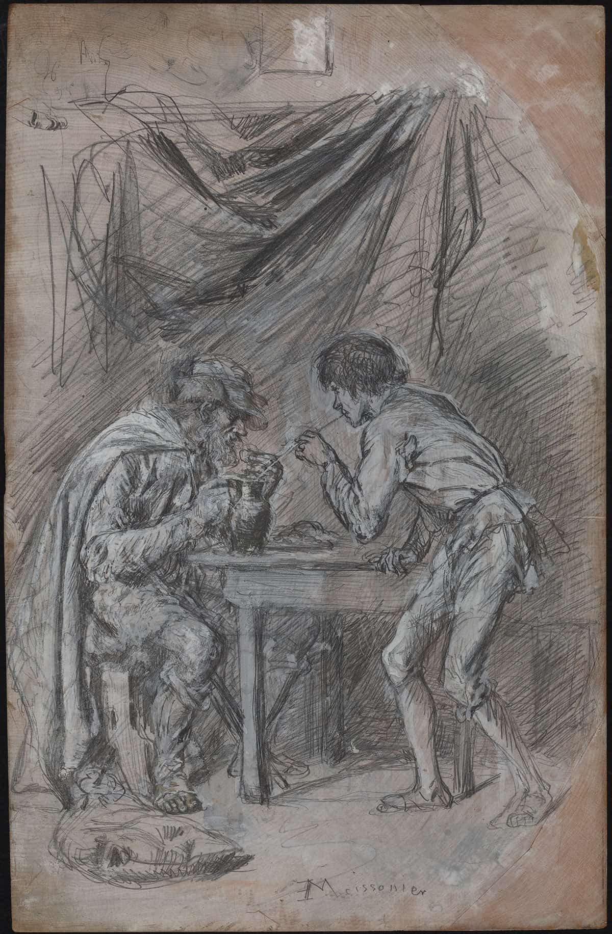 Lazarille De Tormes Stealing Drink From A Blind Man Probably C by Ernest Meissonier Posters, Prints, & Visual Artwork
