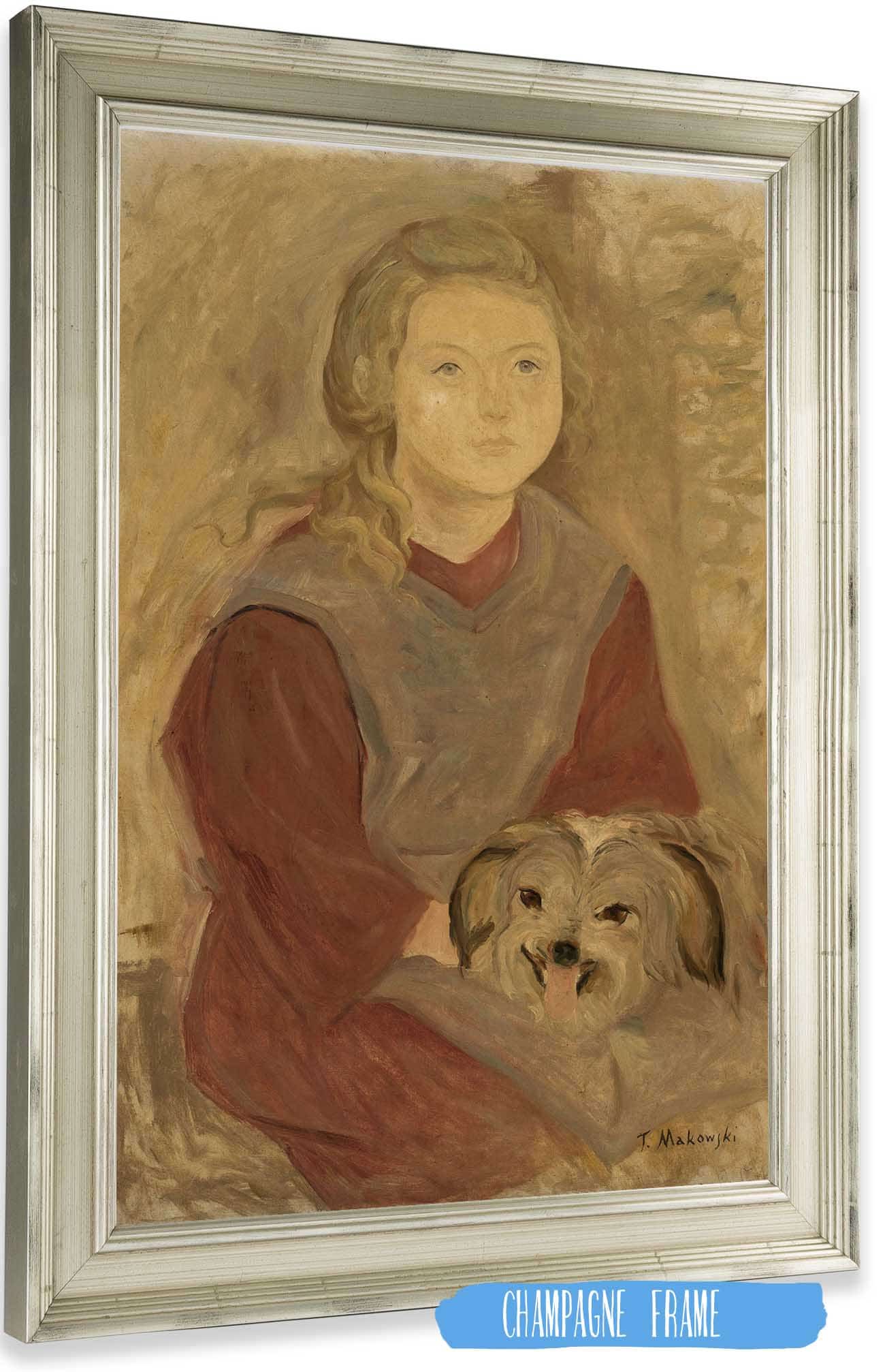 Little Girl With A Dog by Tadeusz Makowski Posters, Prints, & Visual Artwork