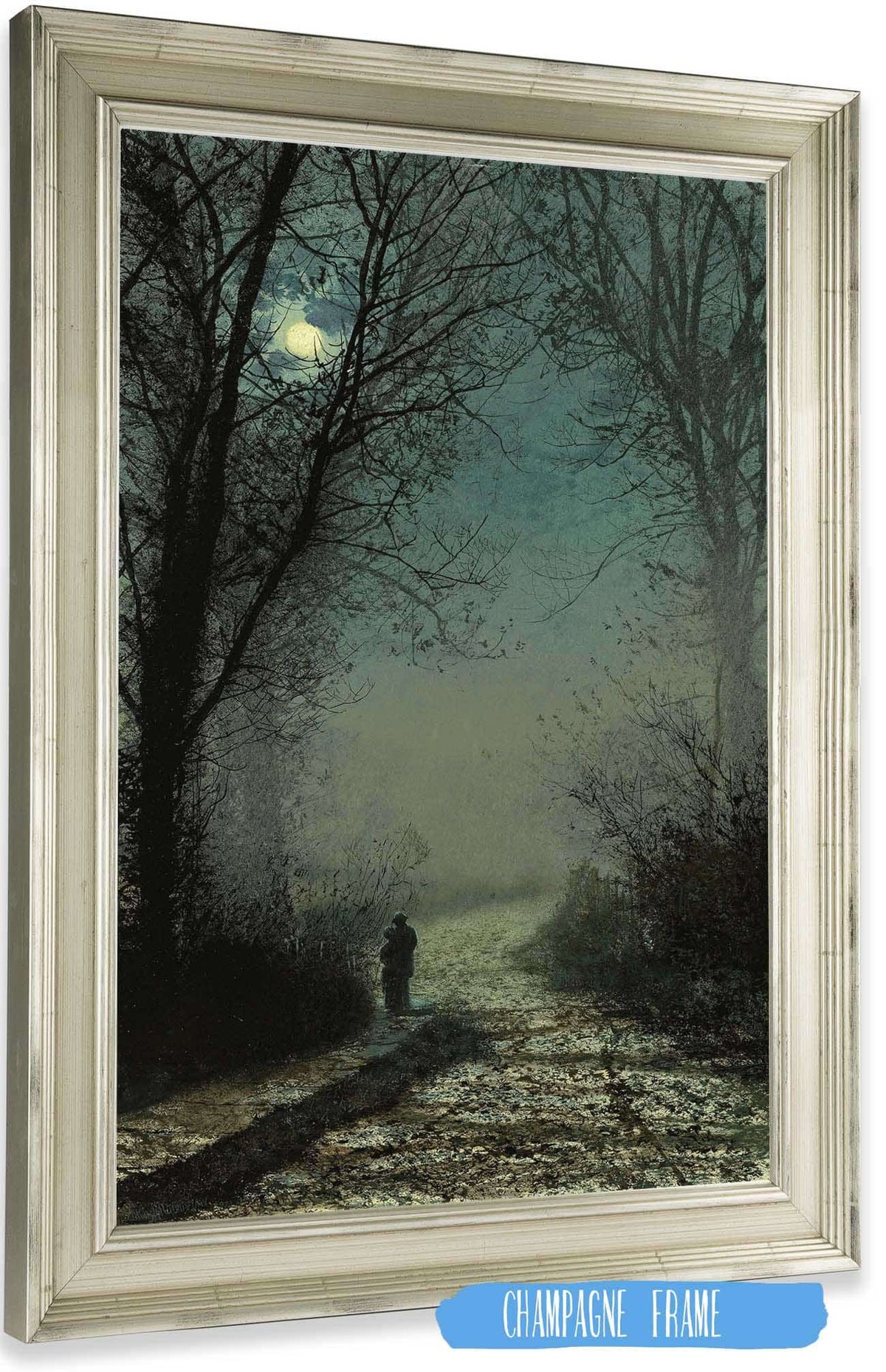 Lovers On A Moonlit Lane by John Atkinson Grimshaw Posters, Prints, & Visual Artwork