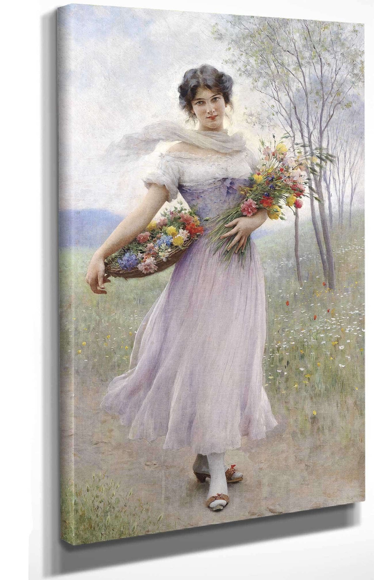 Madchen In Fliederfarbenem Kleid by Eugen Von Blaas Posters, Prints, & Visual Artwork