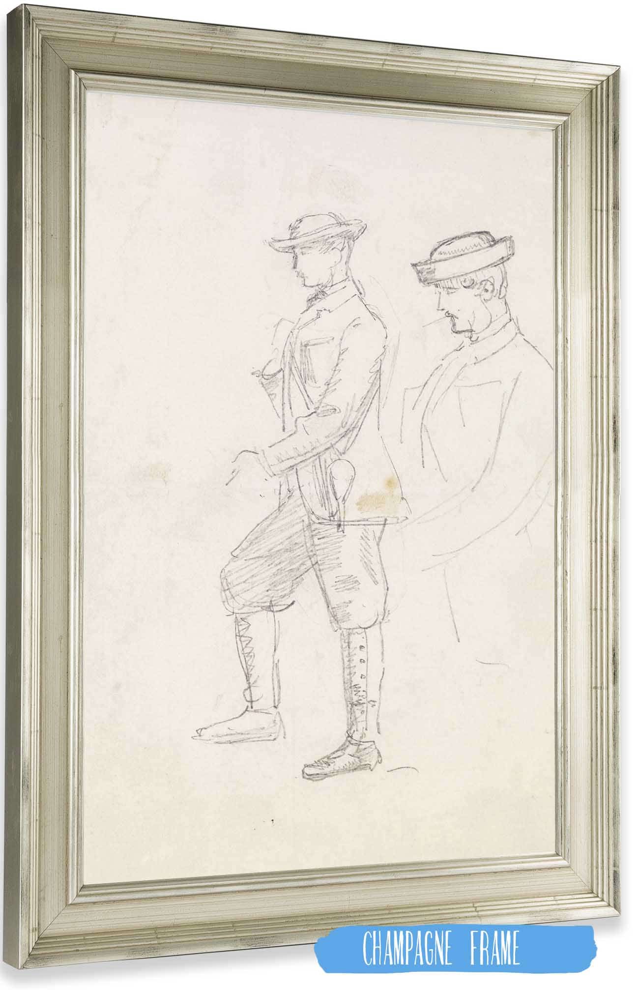 Male Two Sketches Of A Young Man Dressed For Shooting by Sir John Everett Millais Posters, Prints, & Visual Artwork