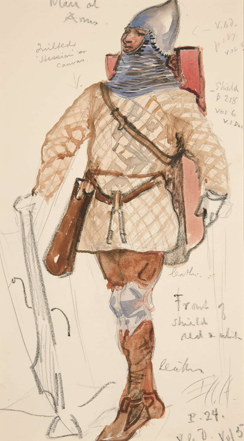 Man Of Arms Costume Sketch For Henry Irvings Planned Production Of King Richard Ii by Edwin Austin Abbey Posters, Prints, & Visual Artwork