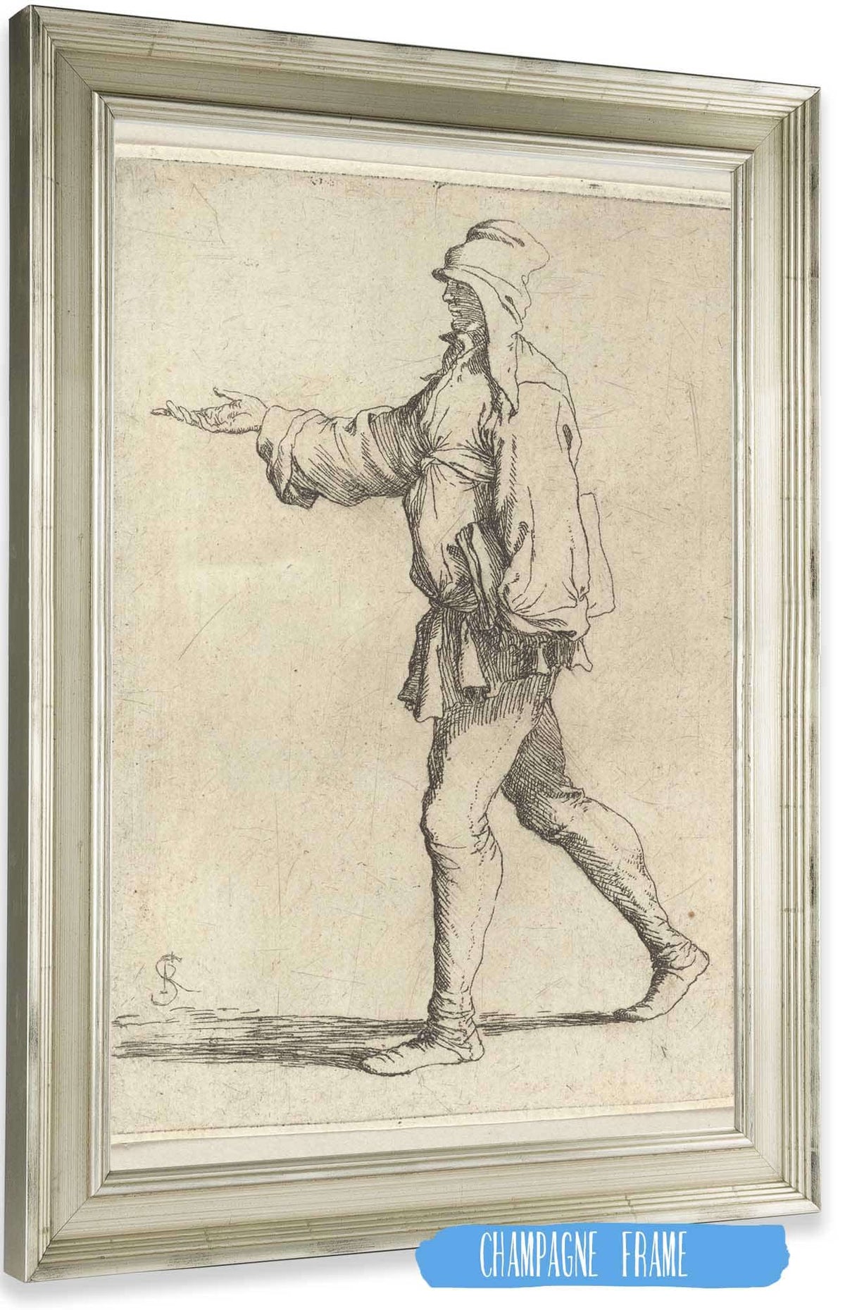 Man Striding With Right Arm Outstretched  by Salvator Rosa Posters, Prints, & Visual Artwork