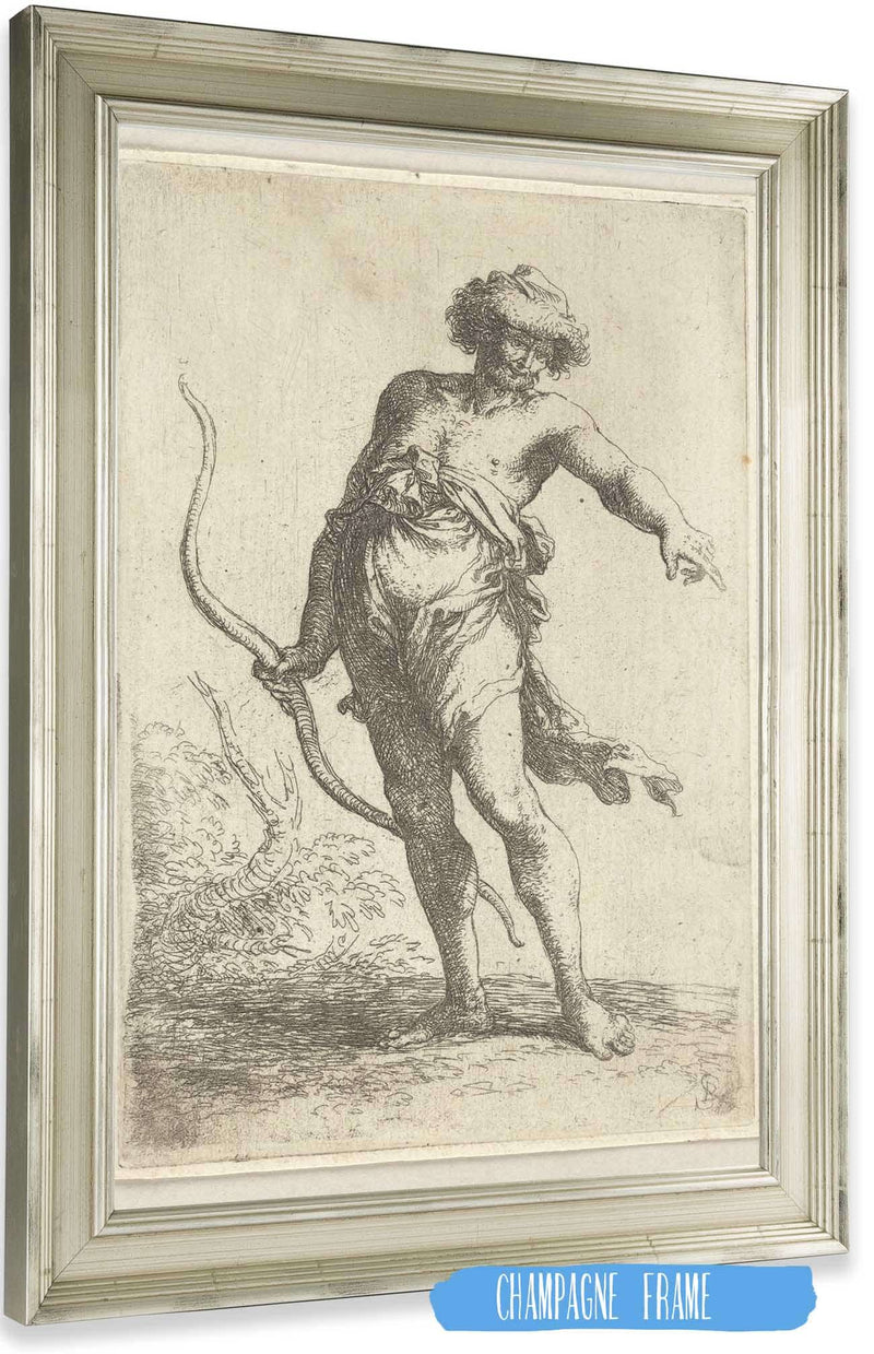 Man With Bow Pointing To The Right  by Salvator Rosa Posters, Prints, & Visual Artwork