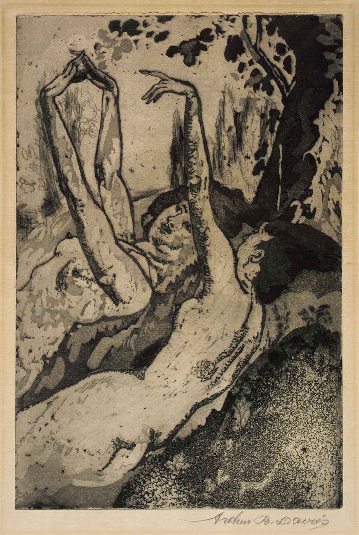 Moonlight On The Grassy Bank by Arthur Bowen Davies Posters, Prints, & Visual Artwork
