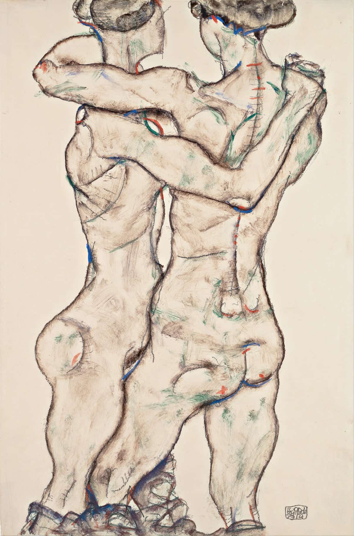 Naked Girls Embracing by Egon Schiele Posters, Prints, & Visual Artwork