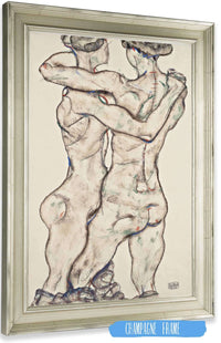 Naked Girls Embracing by Egon Schiele Posters, Prints, & Visual Artwork