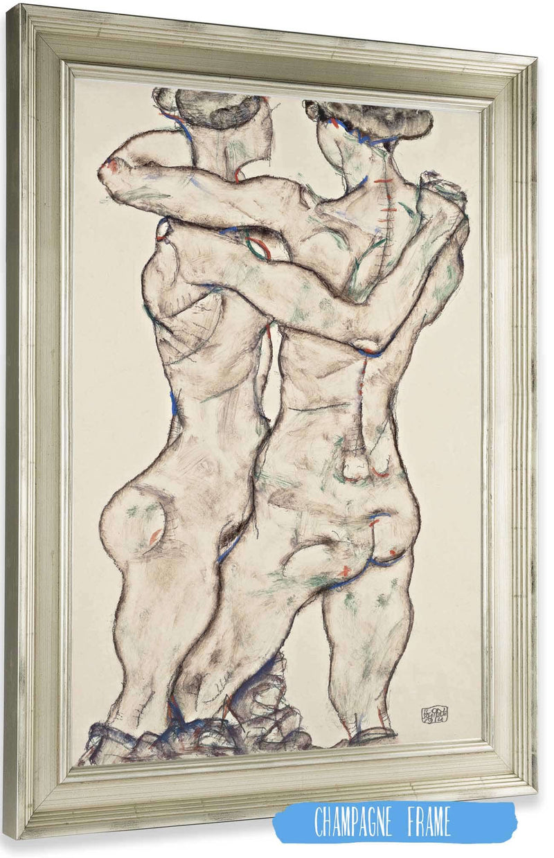 Naked Girls Embracing by Egon Schiele Posters, Prints, & Visual Artwork