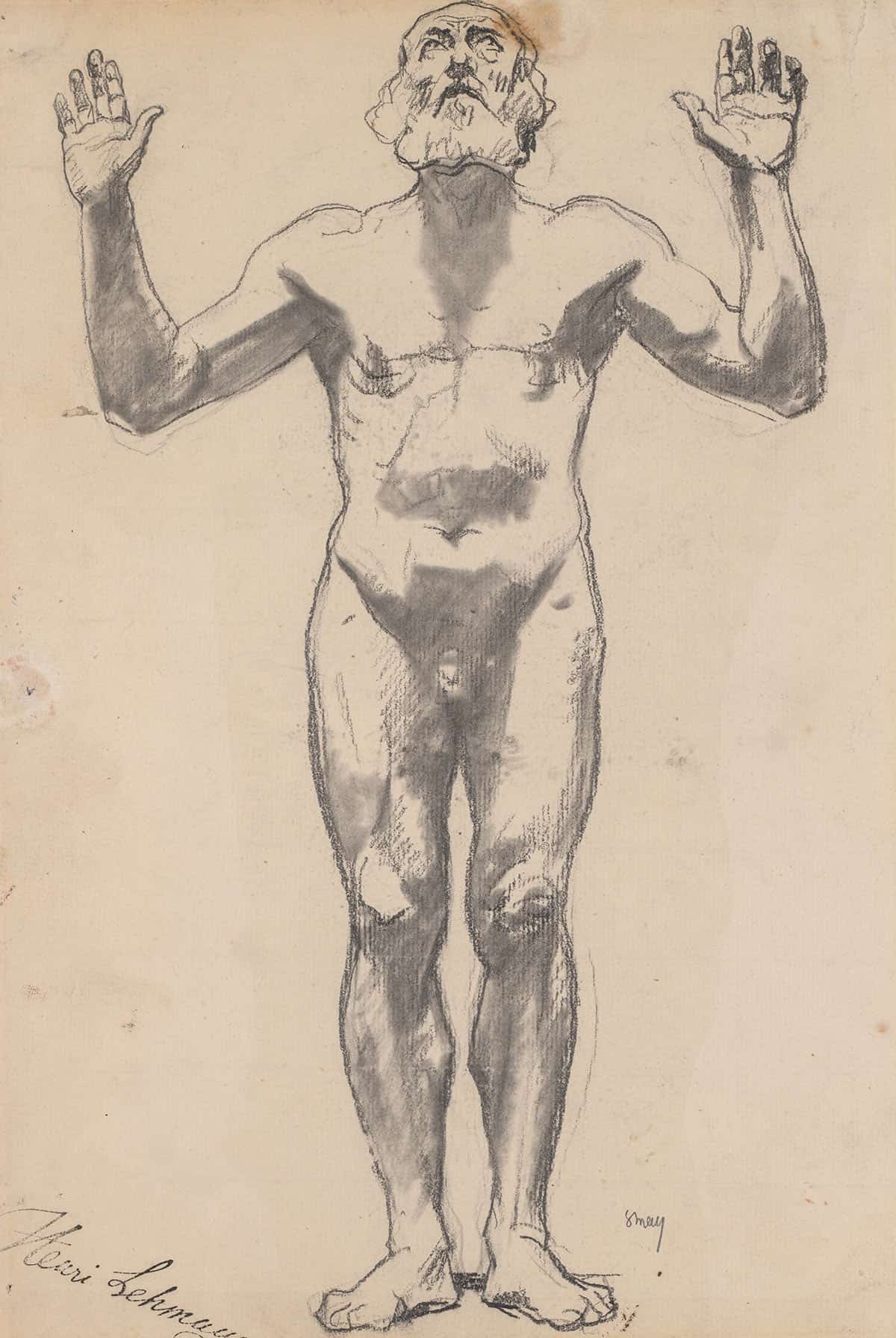 Nude Study Of An Old Man Before by Henri Lehmann Posters, Prints, & Visual Artwork