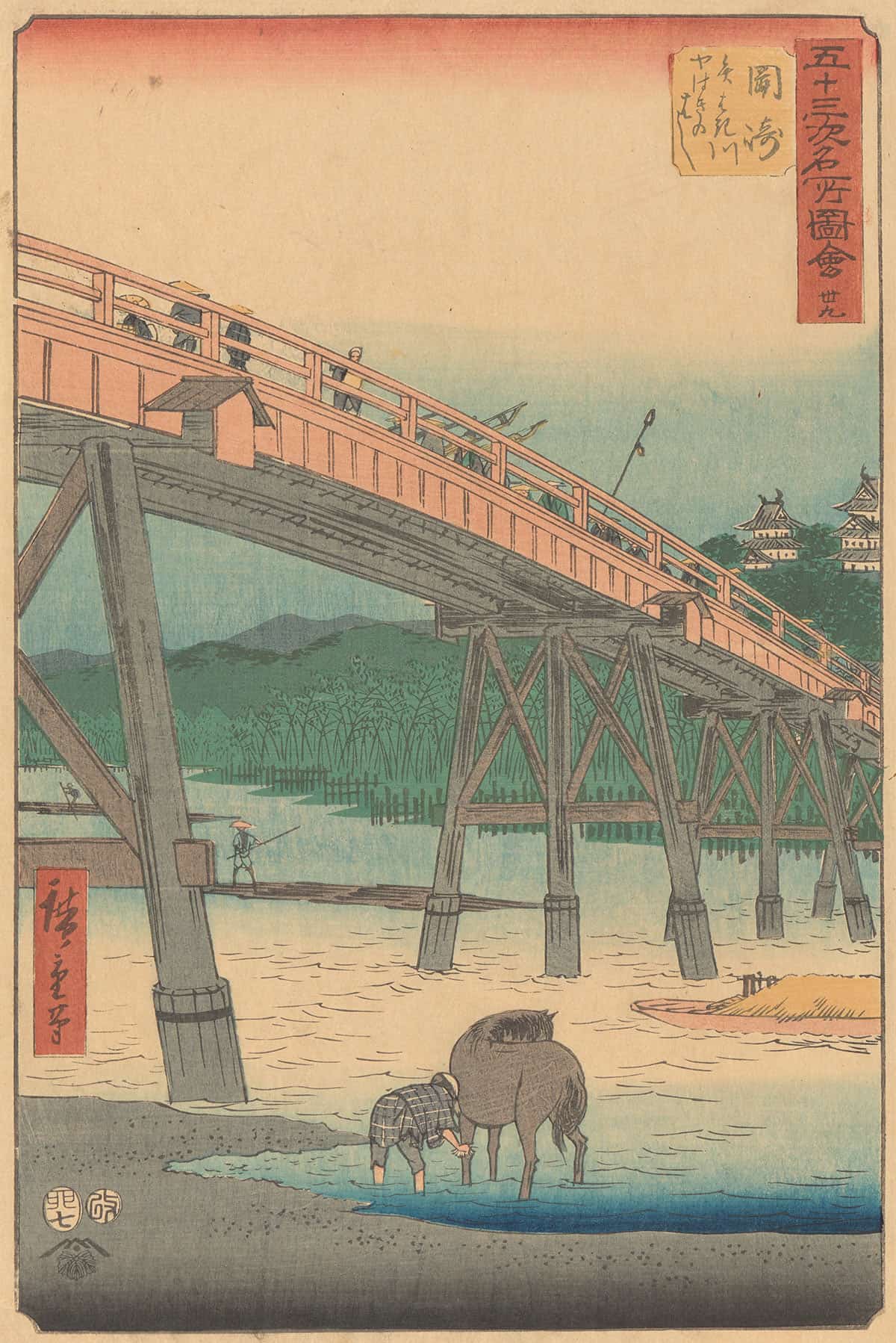 Okazaki   by Ando Hiroshige Posters, Prints, & Visual Artwork