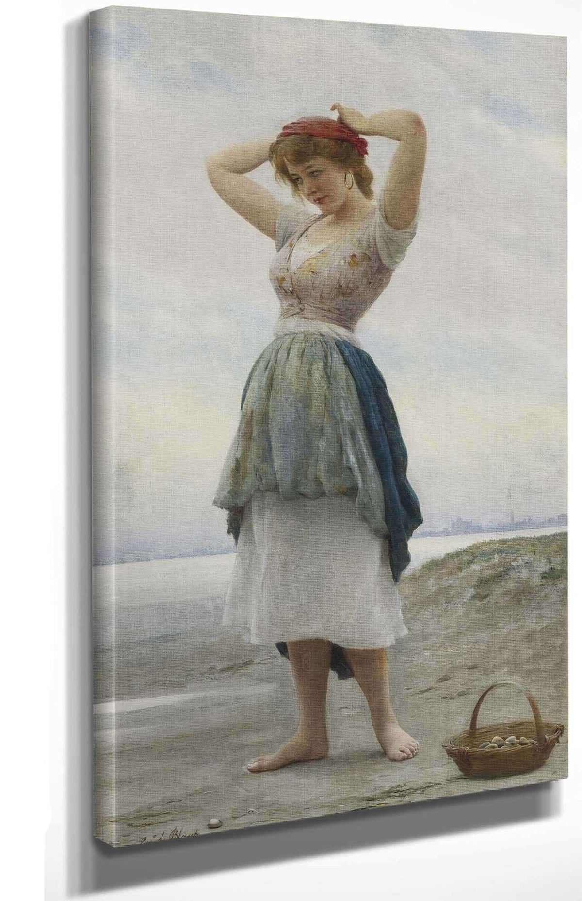 On The Beach by Eugen Von Blaas Posters, Prints, & Visual Artwork