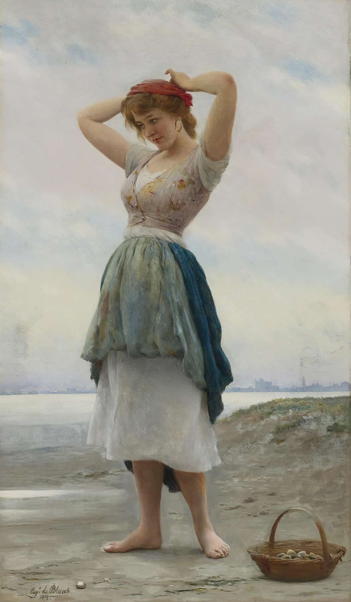 On The Beach by Eugen Von Blaas Posters, Prints, & Visual Artwork