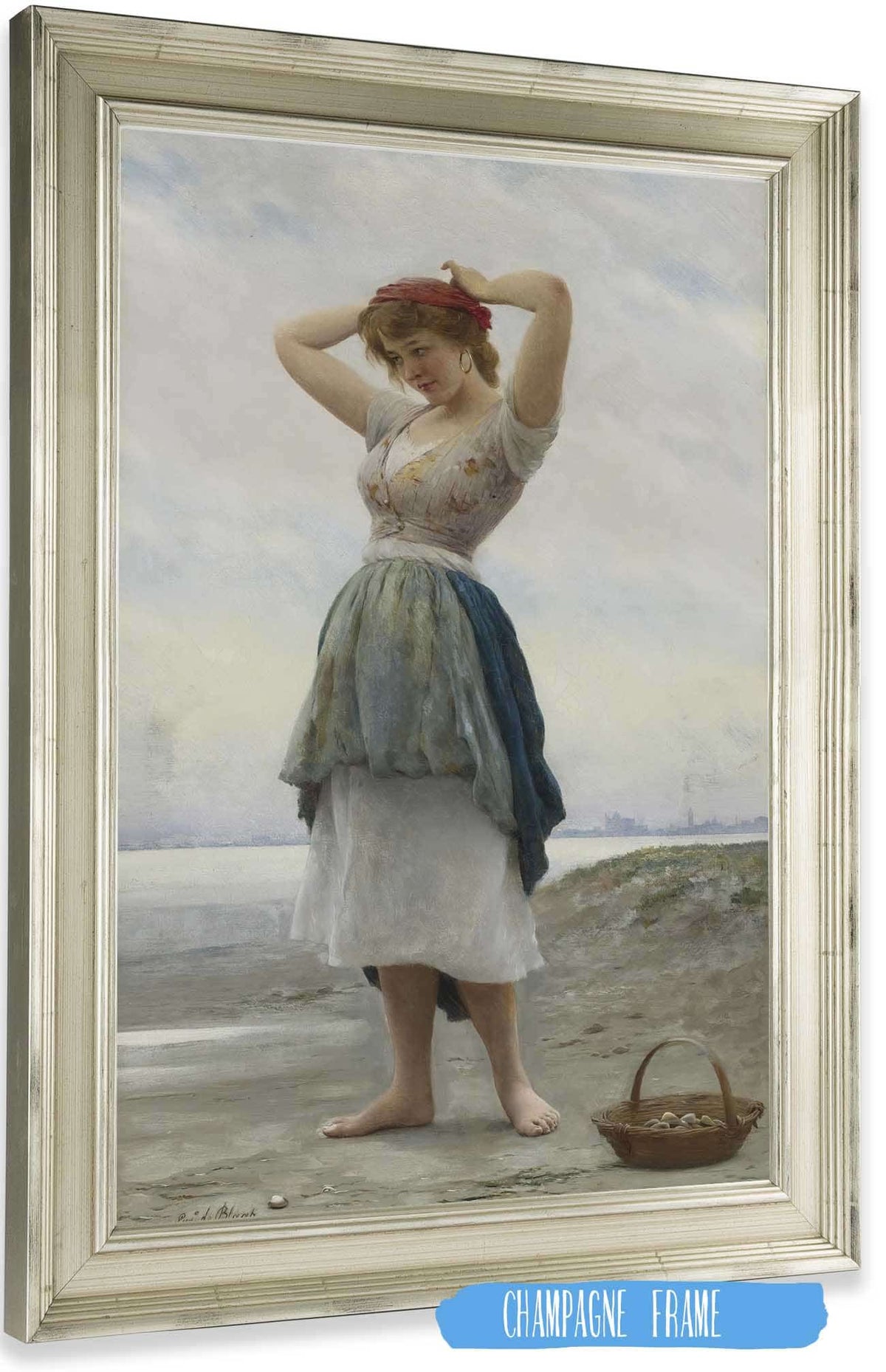 On The Beach by Eugen Von Blaas Posters, Prints, & Visual Artwork