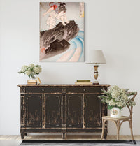 Oniwakamaru Observing The Great Carp In The Pond by Tsukioka Yoshitoshi Posters, Prints, & Visual Artwork