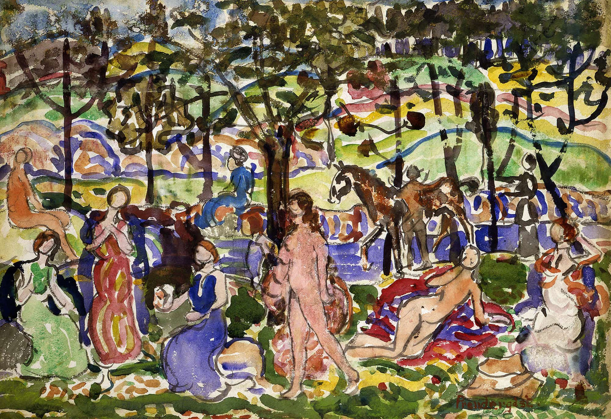 Park Scene by Maurice Prendergast Posters, Prints, & Visual Artwork
