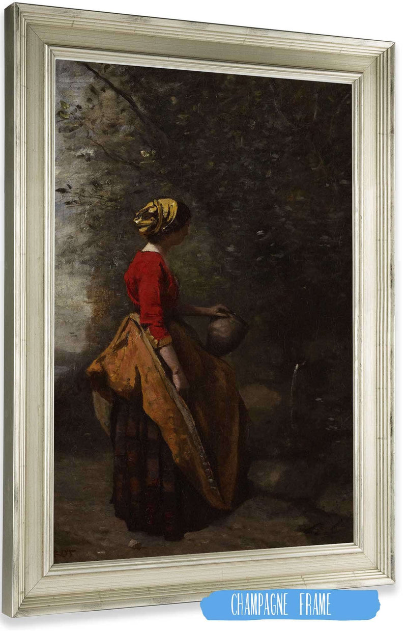 Peasant Girl At The Spring by Jean Baptiste Camille Corot Posters, Prints, & Visual Artwork