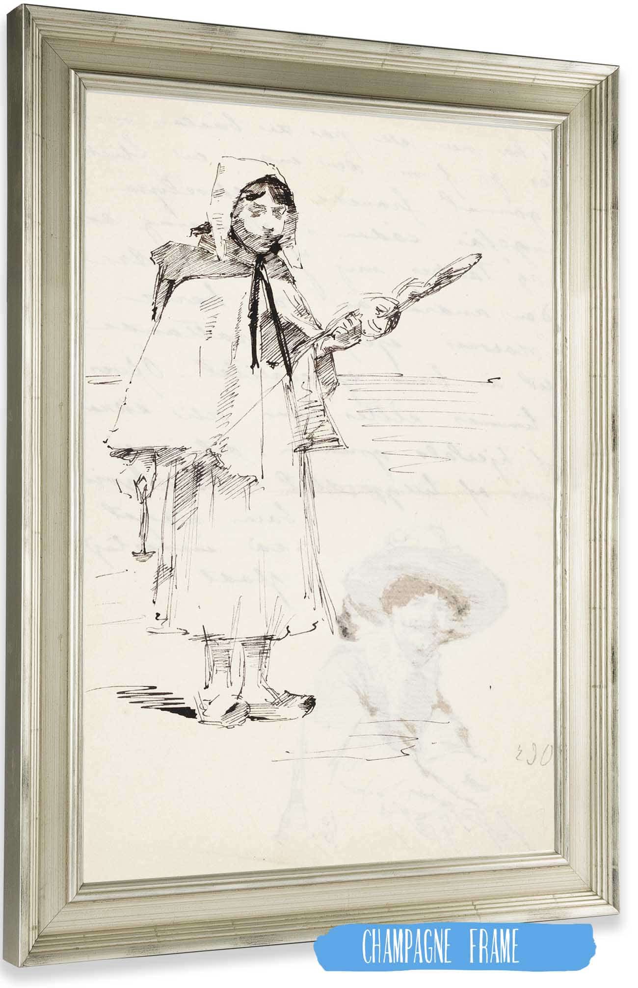 Ranskalainen Maalaistytto Tytto Ja Varttina by Helene Schjerfbeck Posters, Prints, & Visual Artwork