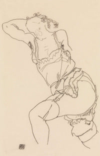 Reclining Model In Chemise And Stockings by Egon Schiele Posters, Prints, & Visual Artwork