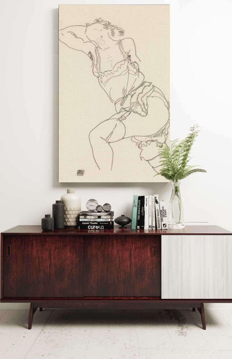 Reclining Model In Chemise And Stockings by Egon Schiele Posters, Prints, & Visual Artwork