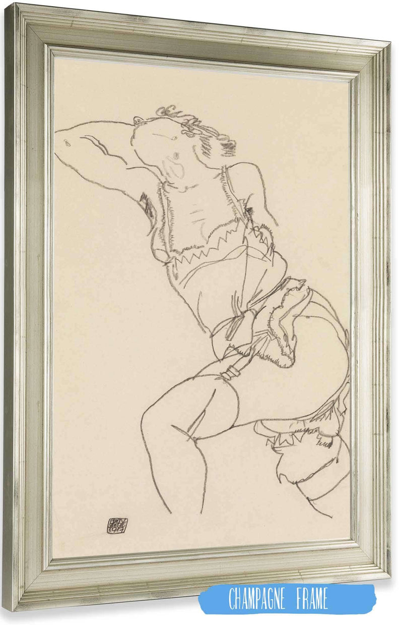 Reclining Model In Chemise And Stockings by Egon Schiele Posters, Prints, & Visual Artwork