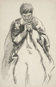 Robed Figure Praying Study For The Quest Of The Holy Grail Mural Series At Boston Public Library by Edwin Austin Abbey Posters, Prints, & Visual Artwork