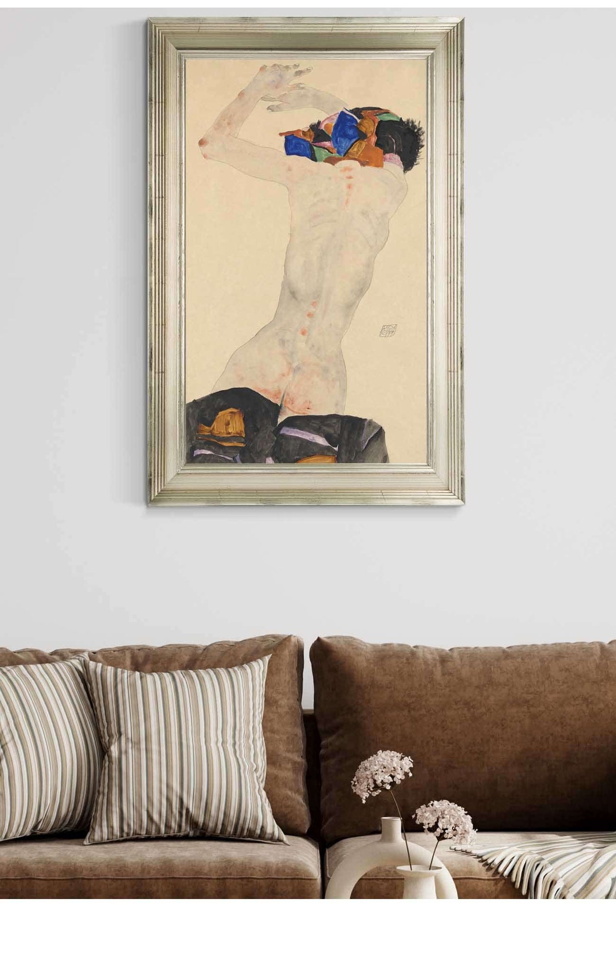 Ruckenakt Mit Buntem Tuch by Egon Schiele Posters, Prints, & Visual Artwork