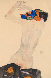 Ruckenakt Mit Buntem Tuch by Egon Schiele Posters, Prints, & Visual Artwork