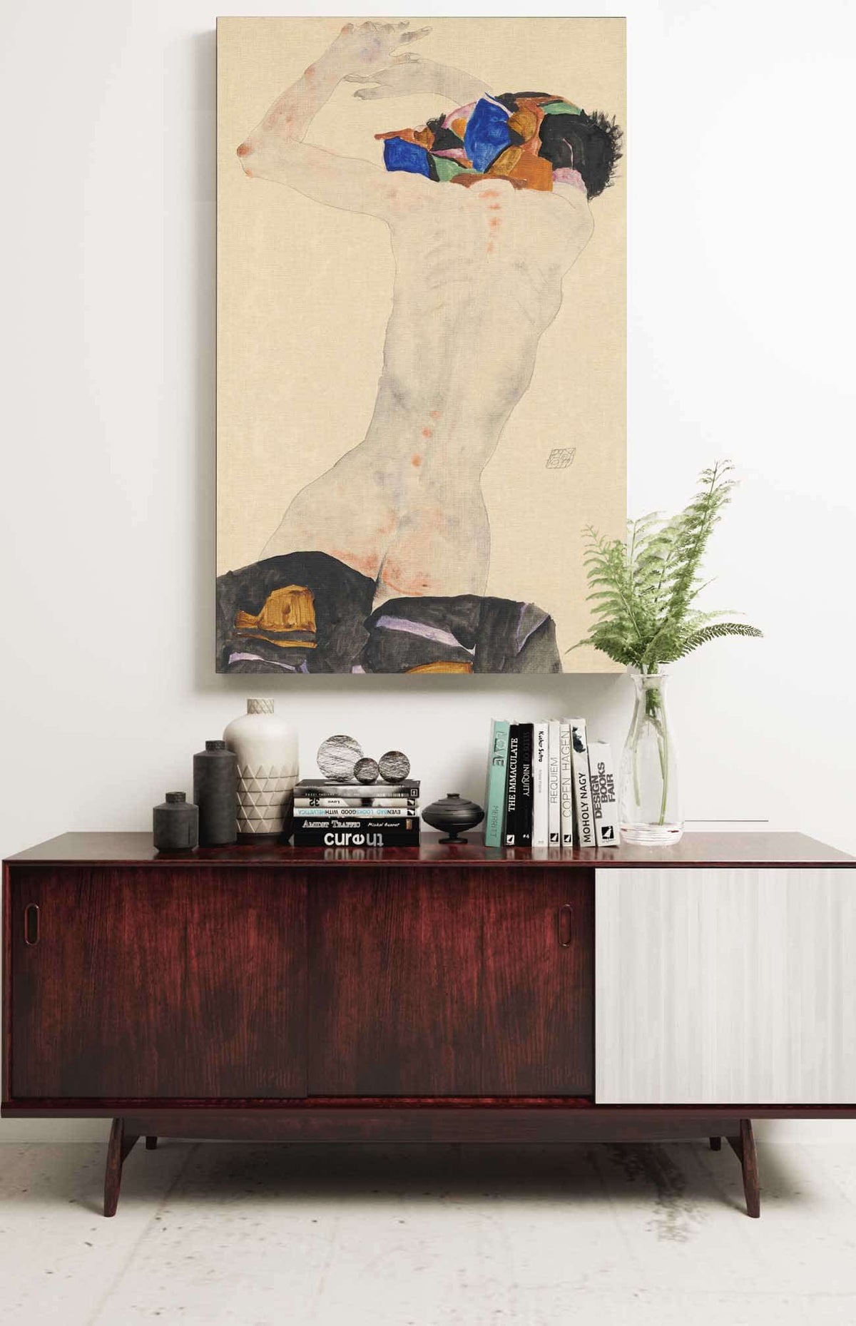 Ruckenakt Mit Buntem Tuch by Egon Schiele Posters, Prints, & Visual Artwork