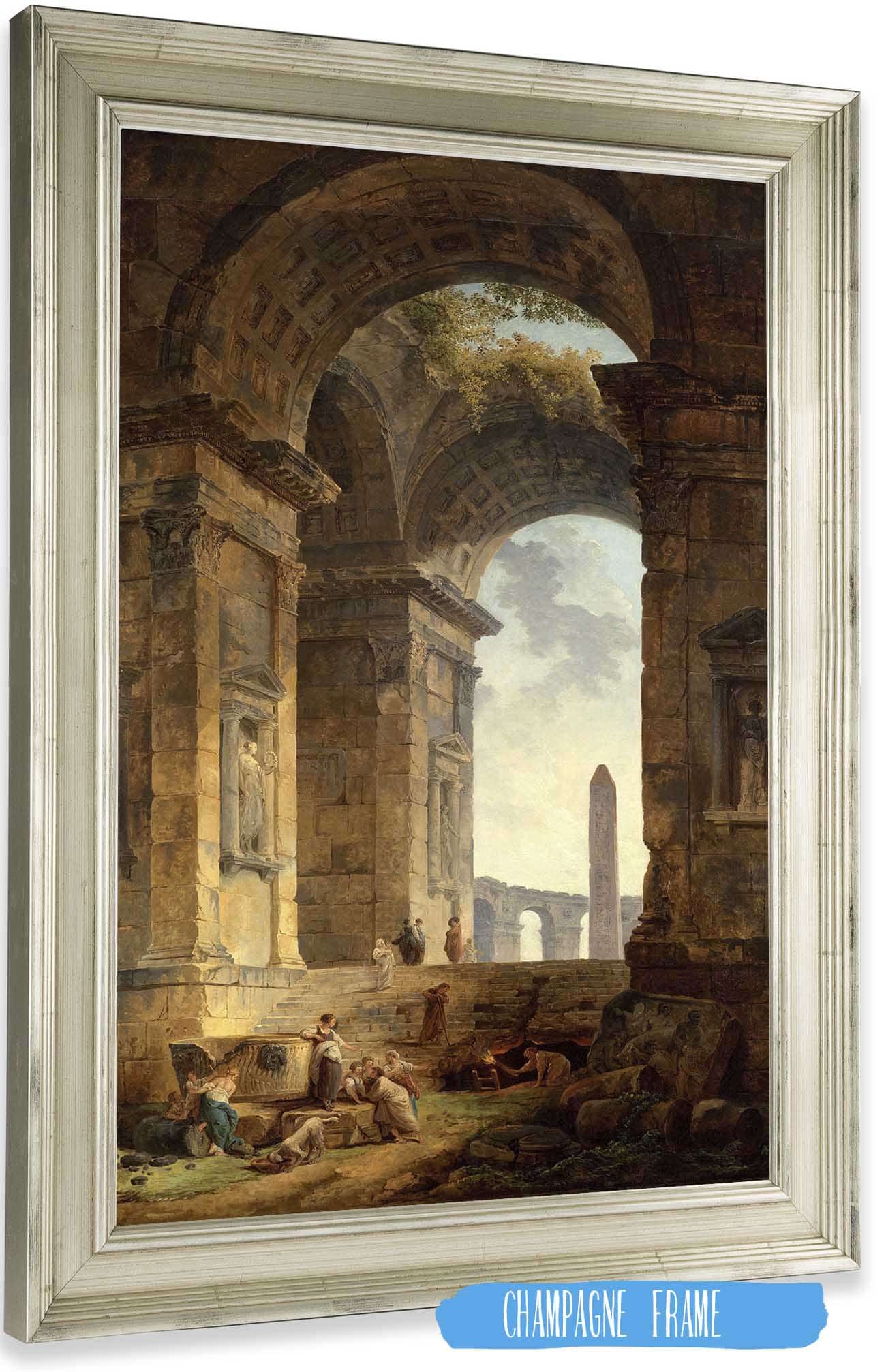 Ruins With An Obelisk In The Distance by Hubert Robert Posters, Prints, & Visual Artwork