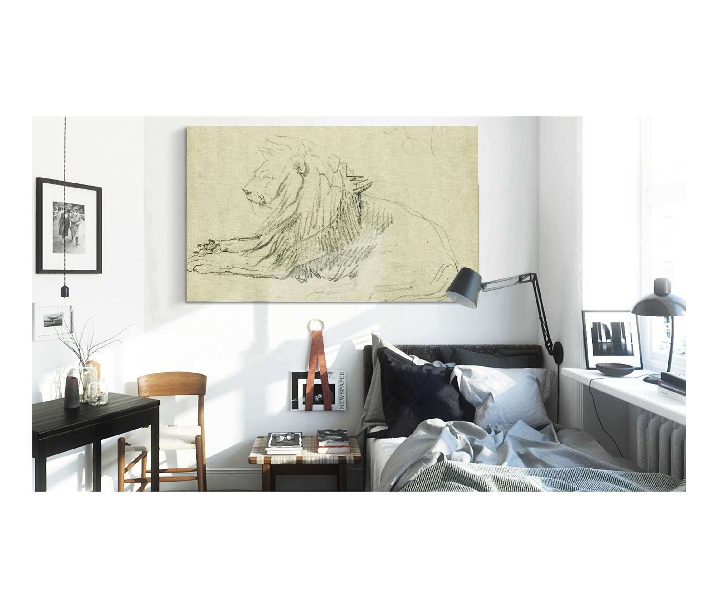 Seated Lion  by Theodore Gericault Posters, Prints, & Visual Artwork