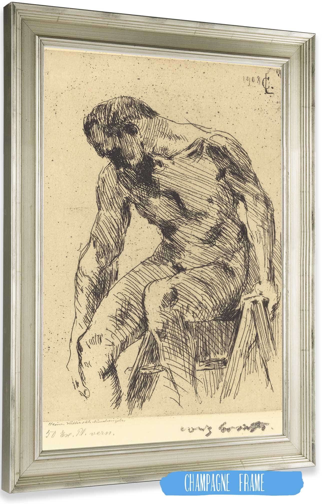 Seated Male Nude Sitzender Mannlicher Akt by Lovis Corinth Posters, Prints, & Visual Artwork