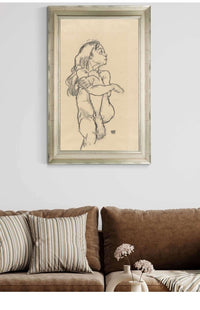 Seated Nude Girl Clasping Her Left Knee by Egon Schiele Posters, Prints, & Visual Artwork