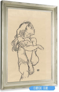 Seated Nude Girl Clasping Her Left Knee by Egon Schiele Posters, Prints, & Visual Artwork