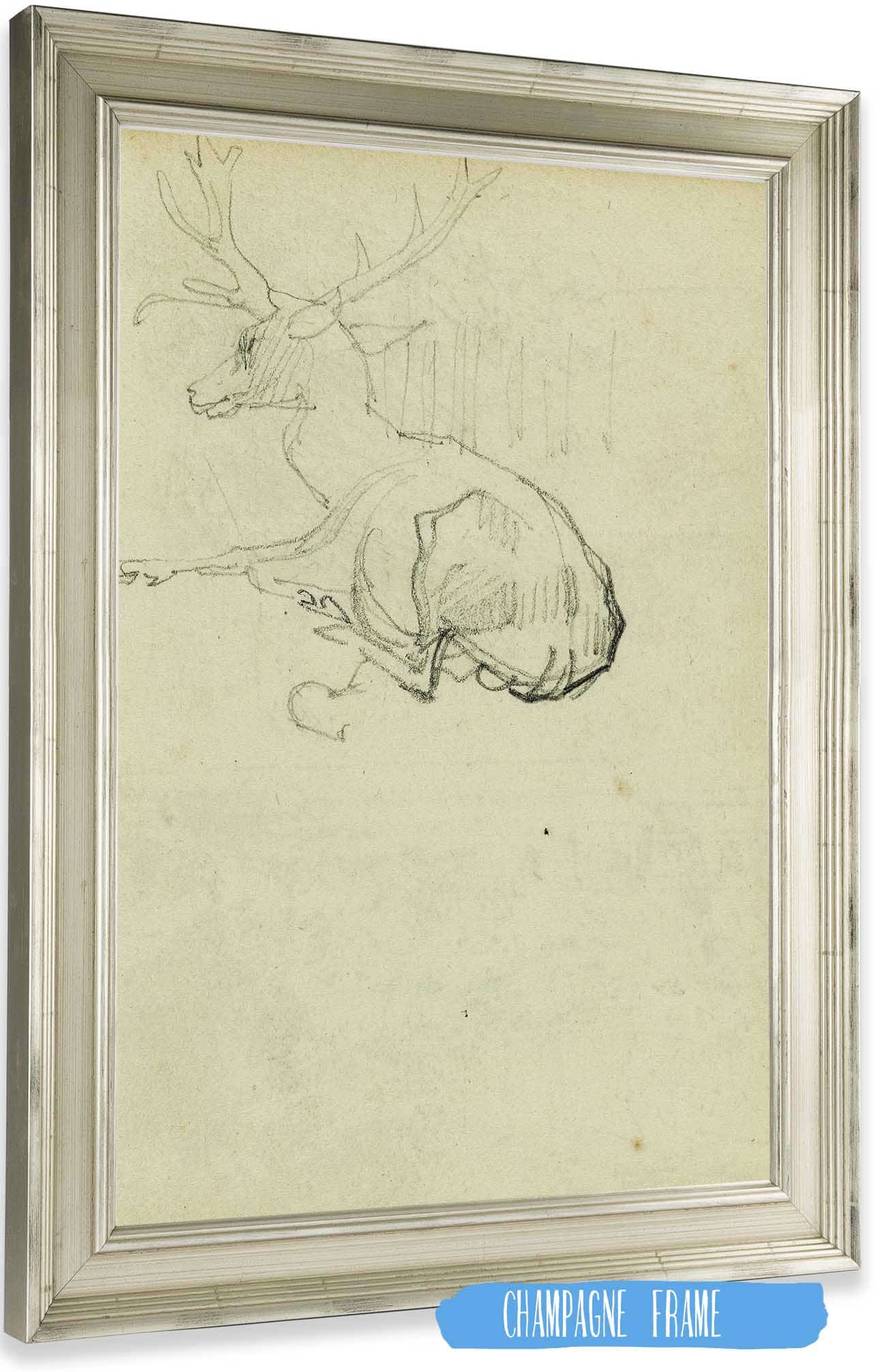 Seated Stag  by Theodore Gericault Posters, Prints, & Visual Artwork