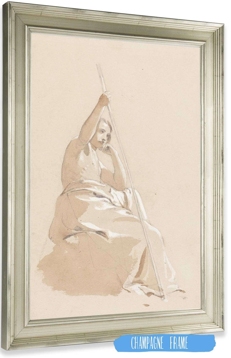 Seated Youth With A Staff by William Etty Posters, Prints, & Visual Artwork