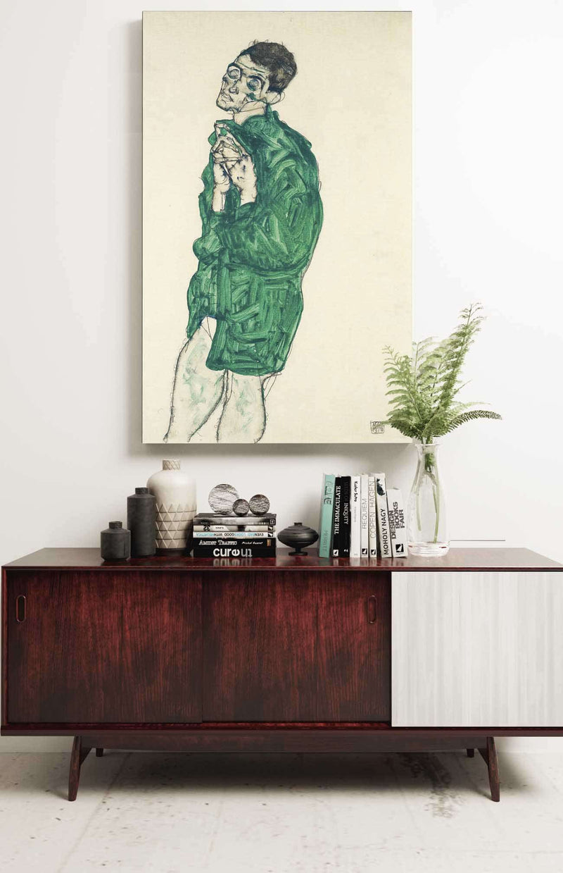 Self Portrait In Green Shirt With Eyes Closed by Egon Schiele Posters, Prints, & Visual Artwork