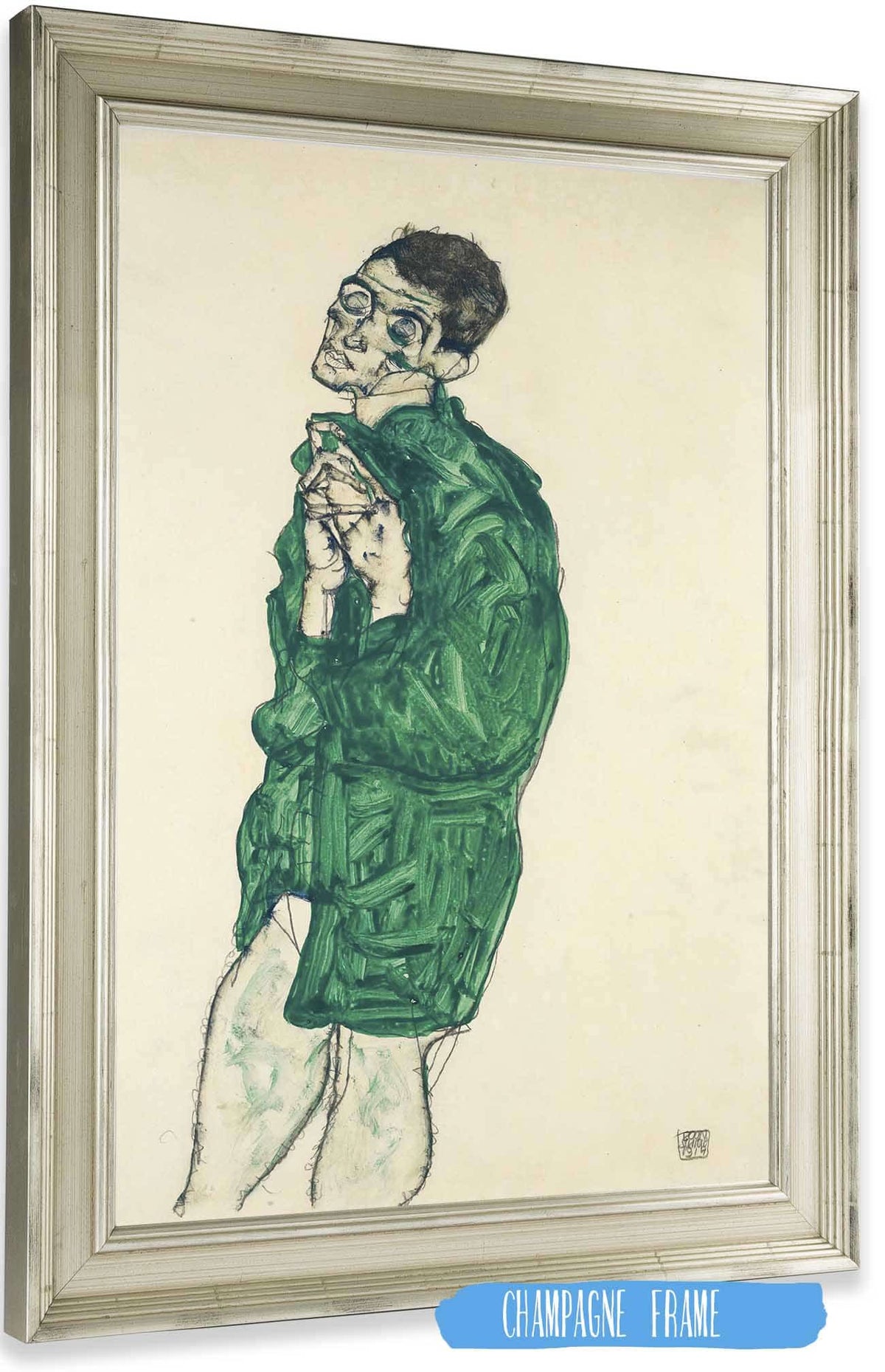 Self Portrait In Green Shirt With Eyes Closed by Egon Schiele Posters, Prints, & Visual Artwork