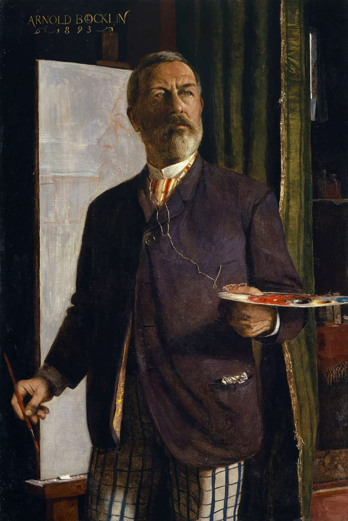 Self Portrait In The Studio by Arnold Bocklin Posters, Prints, & Visual Artwork