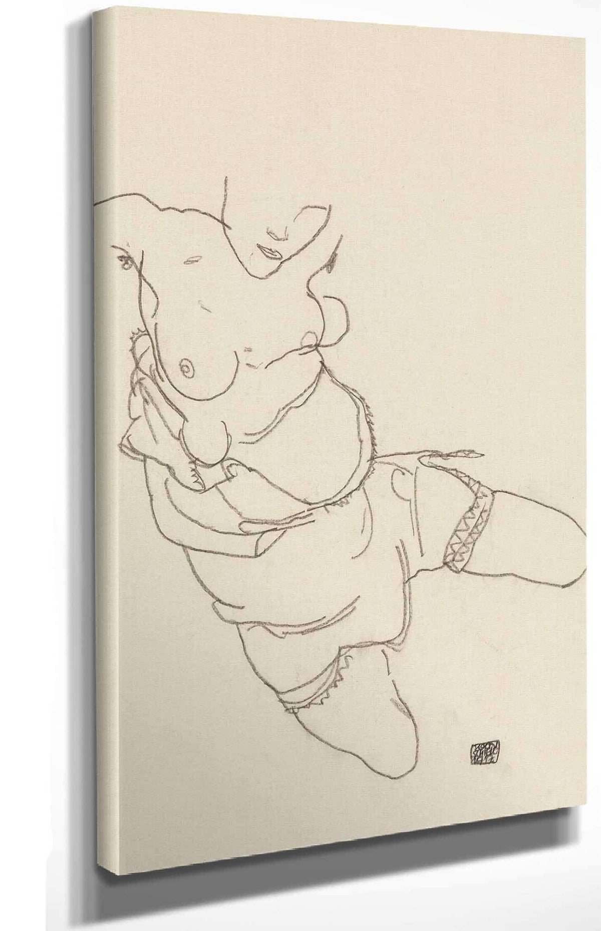 Semi Dressed Model by Egon Schiele Posters, Prints, & Visual Artwork