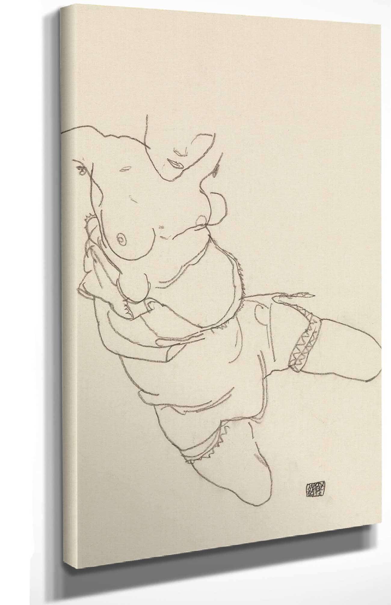 Semi Dressed Model by Egon Schiele Posters, Prints, & Visual Artwork